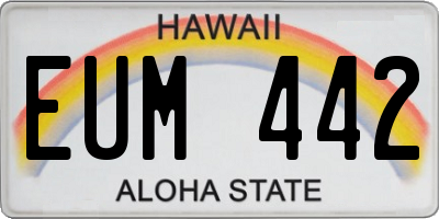 HI license plate EUM442