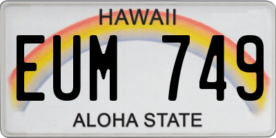 HI license plate EUM749