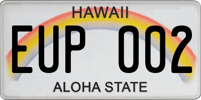 HI license plate EUP002