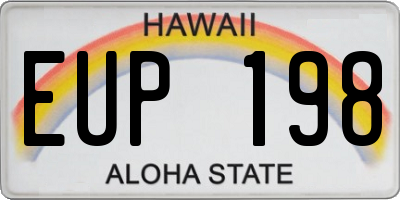 HI license plate EUP198