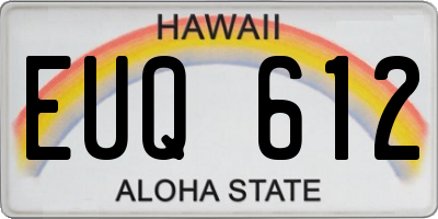 HI license plate EUQ612