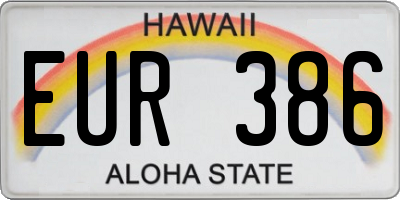 HI license plate EUR386