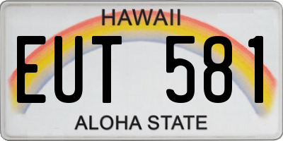 HI license plate EUT581
