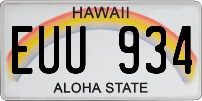 HI license plate EUU934