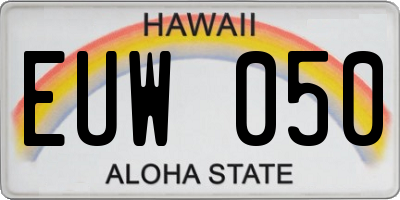 HI license plate EUW050
