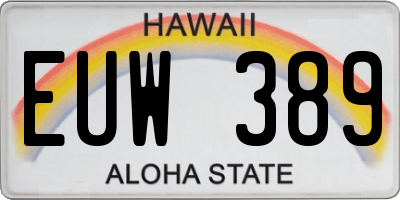 HI license plate EUW389