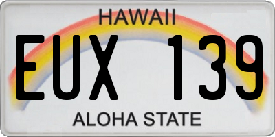 HI license plate EUX139