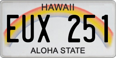 HI license plate EUX251