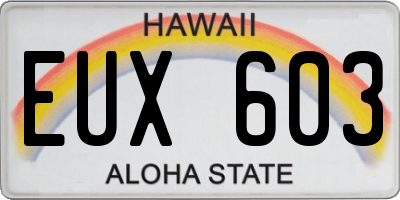 HI license plate EUX603