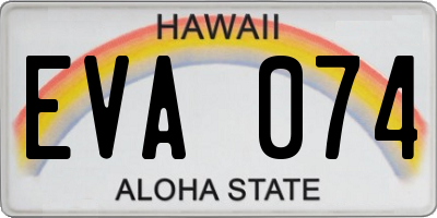 HI license plate EVA074