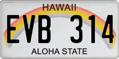 HI license plate EVB314