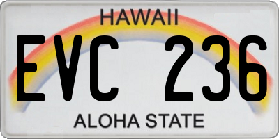 HI license plate EVC236