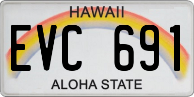 HI license plate EVC691
