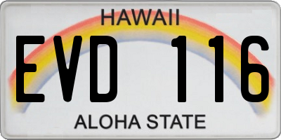 HI license plate EVD116
