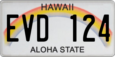 HI license plate EVD124
