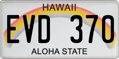 HI license plate EVD370