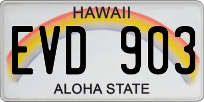 HI license plate EVD903
