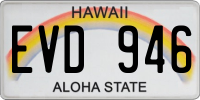 HI license plate EVD946