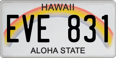 HI license plate EVE831