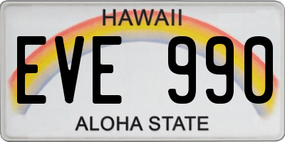 HI license plate EVE990