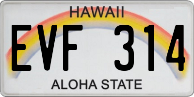HI license plate EVF314