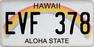 HI license plate EVF378
