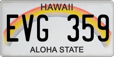 HI license plate EVG359