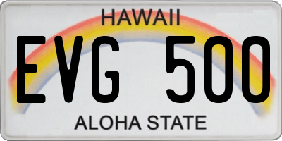HI license plate EVG500