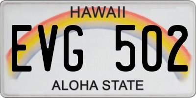 HI license plate EVG502