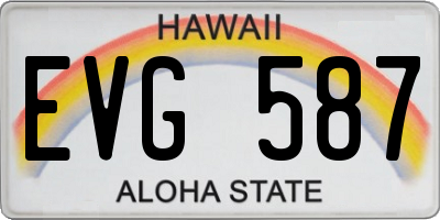 HI license plate EVG587