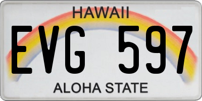 HI license plate EVG597
