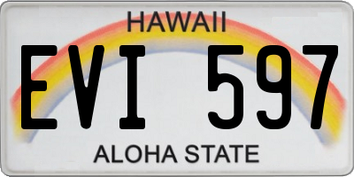 HI license plate EVI597