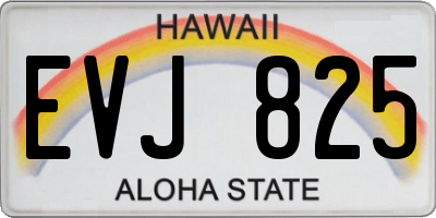 HI license plate EVJ825