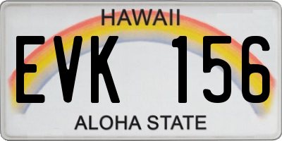HI license plate EVK156