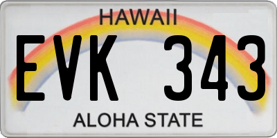 HI license plate EVK343