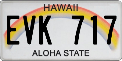 HI license plate EVK717