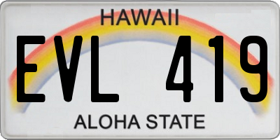 HI license plate EVL419