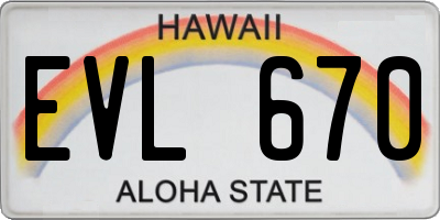 HI license plate EVL670