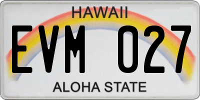 HI license plate EVM027
