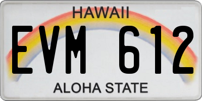 HI license plate EVM612