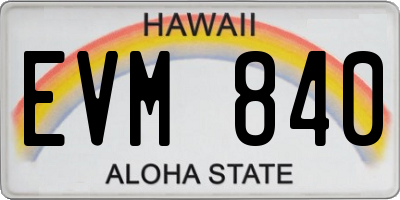 HI license plate EVM840