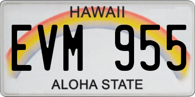 HI license plate EVM955