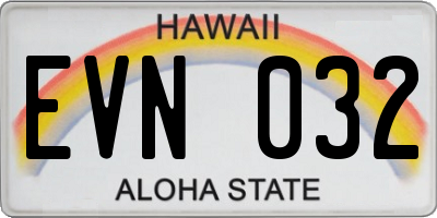 HI license plate EVN032