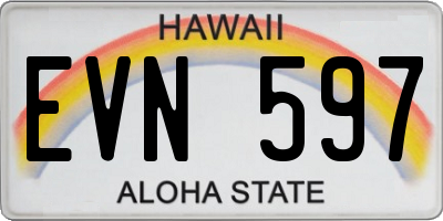 HI license plate EVN597