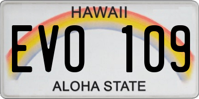 HI license plate EVO109
