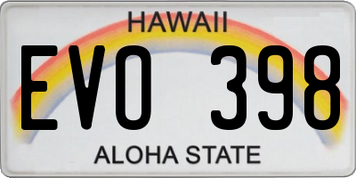 HI license plate EVO398