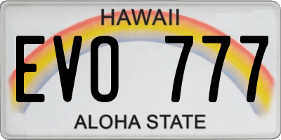 HI license plate EVO777