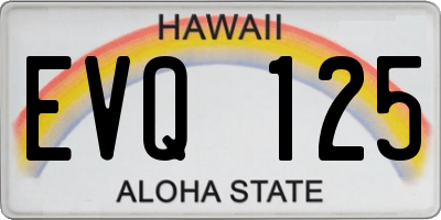 HI license plate EVQ125