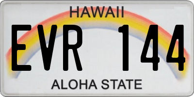 HI license plate EVR144