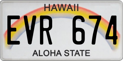 HI license plate EVR674